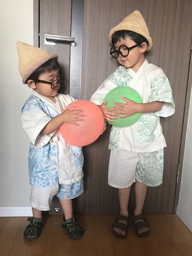 「むぎわら帽子」｜「アイテム（浴衣）」を使った、Kiii☆Soooさん（キッズ・100cm）の夏コーディネート
