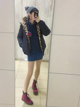 「高橋愛」｜「アイテム（ダウンジャケット/コート）」を使った、ちょす子さん（レディース・152cm）の春コーディネート