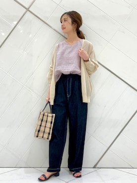 「Lilas Campbell（リラキャンベル）の【別注】 Lilas Campbell×DOORS　2WAYバッグ（ハンドバッグ）」を使った、井上　裕美さん（レディース・158cm）の春コーディネート