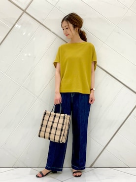 「Lilas Campbell（リラキャンベル）の【別注】 Lilas Campbell×DOORS　2WAYバッグ（ハンドバッグ）」を使った、井上　裕美さん（レディース・158cm）の春コーディネート