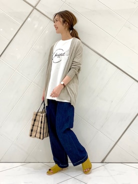 「Lilas Campbell（リラキャンベル）の【別注】 Lilas Campbell×DOORS　2WAYバッグ（ハンドバッグ）」を使った、井上　裕美さん（レディース・158cm）の春コーディネート