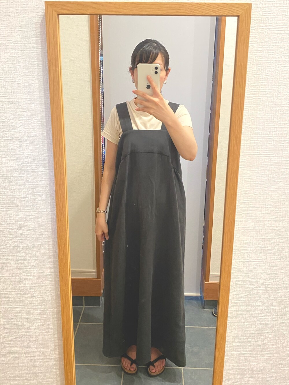 「laato、LAATO、ゆにくろ、シチズン、シチズン時計」｜「LAATOのSHOWER ONE-PIECE（ワンピース、グレー系）」を使った、ぴっぴさん（レディース・157cm）の夏コーディネートの1枚目の写真