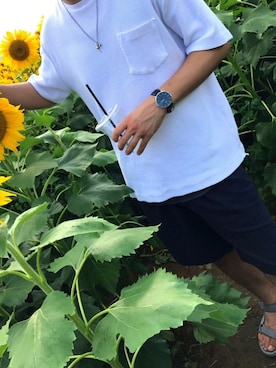 「ひまわり畑」｜「アイテム（アクセサリー）」を使った、こすけさん（メンズ・172cm）の夏コーディネート