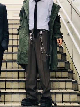 「ZARA（ザラ）のアイテム（モッズコート）」を使った、やぷさん（メンズ・167cm）の春コーディネート