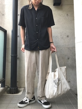 「メゾン キツネ(MAISON KITSUNE)」｜「アイテム（トートバッグ）」を使った、Kayoko Kashimaさん（レディース・162cm）の夏コーディネート