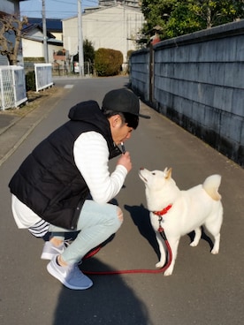 「カットオフ」｜「アイテム（キャップ）」を使った、あつーしーさん（メンズ・173cm）の春コーディネート