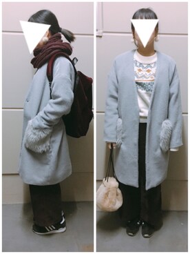 「tk.TAKEO KIKUCHI（ティーケータケオキクチ）のアイテム（バックパック/リュック）」を使った、みことさん（レディース・158cm）の冬コーディネート