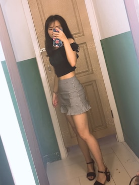 「PULL&BEAR（プルアンドベア）のアイテム（その他トップス）」を使った、Kellyさん（レディース・157cm）の夏コーディネート