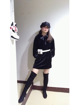 「NET（ネット）のアイテム（シャツワンピース）」を使った、Kellyさん（レディース・157cm）の春コーディネート