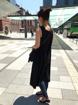 「おだんごヘア」｜maro&maruさん（レディース・156cm）の夏コーディネート