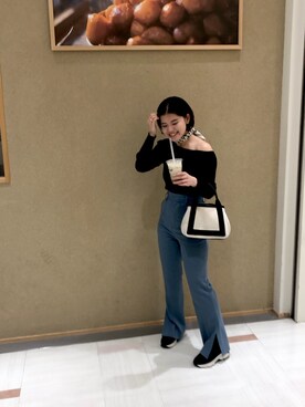 「SNIDEL（スナイデル）のアイテム（スラックス）」を使った、sumikaさん（レディース・158cm）の冬コーディネート