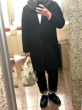 「JOURNAL STANDARD relume（ジャーナルスタンダード　レリューム）のアイテム（チェスターコート）」を使った、こーさん（メンズ・170cm）の冬コーディネート