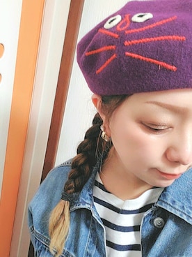 「ベレー帽推奨委員会」｜「アイテム（デニムジャケット）」を使った、Ysiさん（レディース・155cm）の春コーディネート
