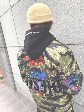 「DIESEL（ディーゼル）のアイテム（ブルゾン）」を使った、aose shimoideさん（メンズ・170cm）の秋コーディネート