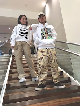 「DIESEL（ディーゼル）のアイテム（その他パンツ）」を使った、aose shimoideさん（メンズ・170cm）の冬コーディネート