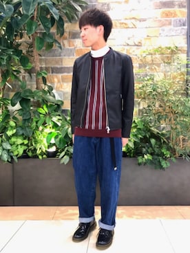 「RAGEBLUE（レイジブルー）のアイテム（ライダースジャケット）」を使った、けんてぃーさん（メンズ・170cm）の秋コーディネート