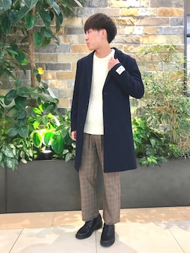 「RAGEBLUE（レイジブルー）のアイテム（チェスターコート）」を使った、けんてぃーさん（メンズ・170cm）の秋コーディネート