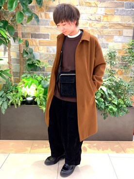 「RAGEBLUE（レイジブルー）のアイテム（ステンカラーコート）」を使った、けんてぃーさん（メンズ・170cm）の秋コーディネート