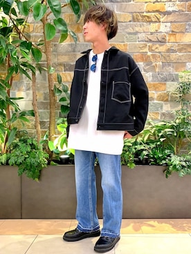 「ステッチ」｜「アイテム（ブルゾン）」を使った、けんてぃーさん（メンズ・170cm）の春コーディネート
