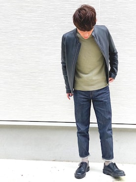 「URBAN RESEARCH ROSSO」｜「アイテム（ライダースジャケット）」を使った、to YOUさん（メンズ・167cm）の春コーディネート