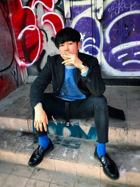 「CASIO」｜「アイテム（ダウンジャケット/コート）」を使った、Keijiroさん（メンズ・180cm）の春コーディネート
