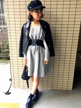 「SLY（スライ）のアイテム（キャスケット）」を使った、kaedeさん（レディース・159cm）の春コーディネート