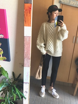 「MAISON DE REEFUR（メゾンドリーファー）のアイテム（帽子）」を使った、ku.bomiさん（レディース・156cm）の秋コーディネート