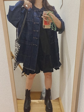 「AS KNOW AS PINKY（アズノゥアズピンキー）のアイテム（デニムジャケット）」を使った、ku.bomiさん（レディース・156cm）の秋コーディネート