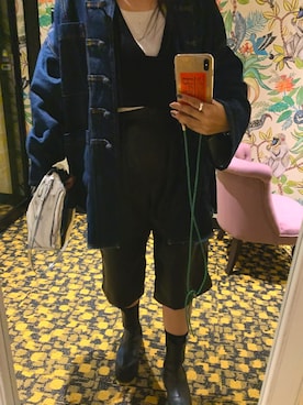 「AS KNOW AS PINKY（アズノゥアズピンキー）のアイテム（デニムジャケット）」を使った、ku.bomiさん（レディース・156cm）の秋コーディネート