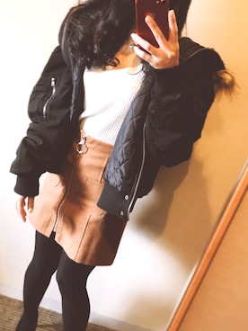 「NICE CLAUP（ナイスクラップ）のアイテム（ブルゾン）」を使った、r❤︎さん（レディース・151cm）の冬コーディネート