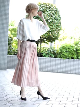 「STUDIOUS SELECT（ステュディオスセレクト）のアイテム」を使った、Shizuka Natoriさん（レディース・165cm）の夏コーディネート