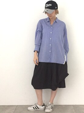 「MYne（マイン）のアイテム（帽子）」を使った、Shizuka Natoriさん（レディース・165cm）の夏コーディネート