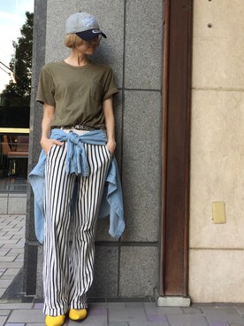 「MYne（マイン）のアイテム（帽子）」を使った、Shizuka Natoriさん（レディース・165cm）の夏コーディネート