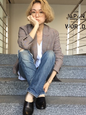 「STUDIOUS SELECT（ステュディオスセレクト）のアイテム（テーラードジャケット）」を使った、Shizuka Natoriさん（レディース・165cm）の秋コーディネート