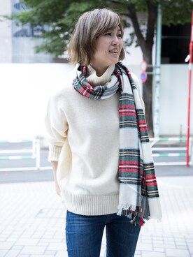 「STUDIOUS（ステュディオス）のアイテム（ニット/セーター）」を使った、Shizuka Natoriさん（レディース・165cm）の秋コーディネート