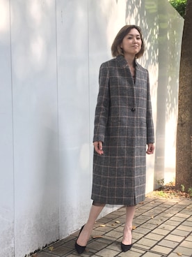 「STUDIOUS（ステュディオス）のアイテム（ノーカラージャケット）」を使った、Shizuka Natoriさん（レディース・165cm）の秋コーディネート