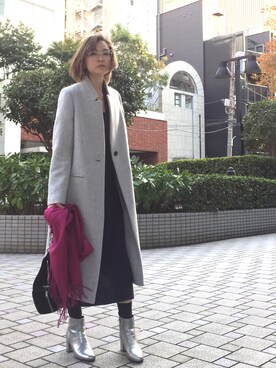 「STUDIOUS（ステュディオス）のアイテム（ノーカラージャケット）」を使った、Shizuka Natoriさん（レディース・165cm）の秋コーディネート