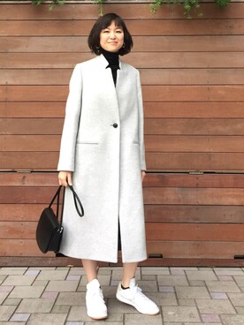 「STUDIOUS（ステュディオス）のアイテム（ノーカラージャケット）」を使った、Shizuka Natoriさん（レディース・165cm）の秋コーディネート