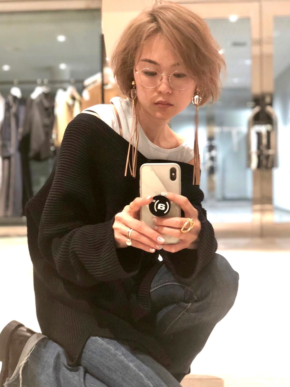 「STUDIOUS、STUDIOUS SELECT(STUDIOUS SELECT)、THE Dallas、イヤリング、カジュアル」｜「THE Dallasの【THE Dallas】clear ball earring D9S-51（イヤリング、ベージュ系）」を使った、Shizuka Natoriさん（レディース・165cm）の夏コーディネートの1枚目の写真