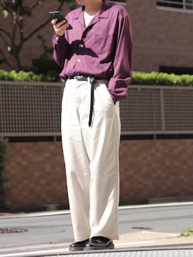 「Lui's（ルイス）のナローベルト（ベルト）」を使った、コウさん（メンズ・171cm）の秋コーディネート