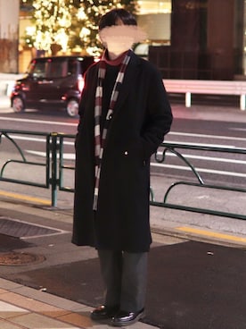 「CULLNI（クルニ）のアイテム（チェスターコート）」を使った、コウさん（メンズ・171cm）の冬コーディネート
