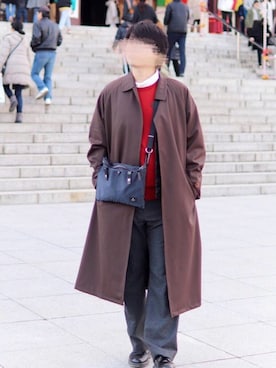 「ダウンベスト」｜「アイテム（ステンカラーコート）」を使った、コウさん（メンズ・171cm）の冬コーディネート