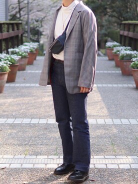 「Dr. Martens（ドクターマーチン）の［UNISEX/ユニセックス］Dr.Martens ドクターマーチン 3EYE GIBSON 1461 MONO 3ホール ギブソン シューズ（ドレスシューズ）」を使った、コウさん（メンズ・171cm）の春コーディネート