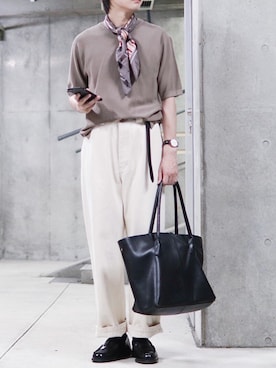 「Lui's（ルイス）のナローベルト（ベルト）」を使った、コウさん（メンズ・171cm）の夏コーディネート