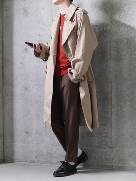 「タートルネックカットソー」｜「アイテム（トレンチコート）」を使った、コウさん（メンズ・171cm）の秋コーディネート