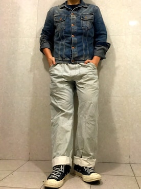「RRL（ダブル アール エル）のアイテム（チノパンツ）」を使った、Axさん（メンズ・177cm）の冬コーディネート