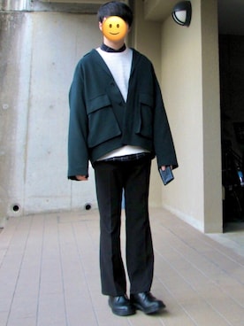 「HARE（ハレ）のアイテム（テーラードジャケット、グリーン系）」を使った、<TACK>;さん（メンズ・167cm）の冬コーディネート
