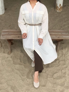 「RAY CASSIN（レイカズン）のアイテム（シャツワンピース）」を使った、saki0827さん（レディース・154cm）の秋コーディネート