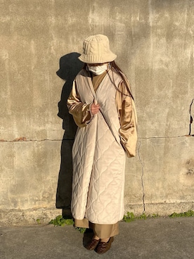 「消えそうな色コーデ」｜「アイテム（帽子）」を使った、saki0827さん（レディース・154cm）の冬コーディネート