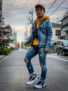 「BAYFLOW(BAYFLOW)」｜「アイテム（デニムジャケット）」を使った、KATUさん（メンズ・160cm）の冬コーディネート